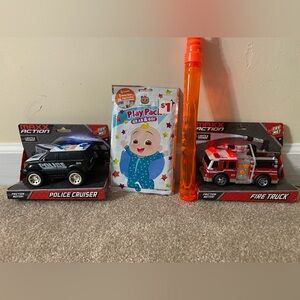 Police Cruiser and Fire Truck Toy Set